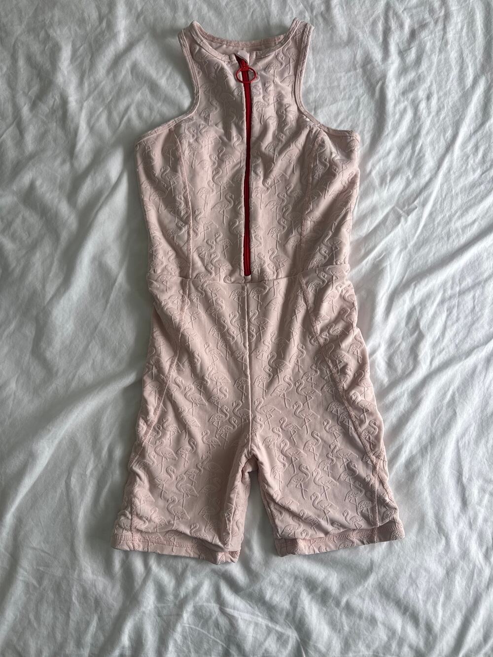 Twenty Montreal 3D Activewear Zip Up Biker Romper Flamingo Hot Girl Walk